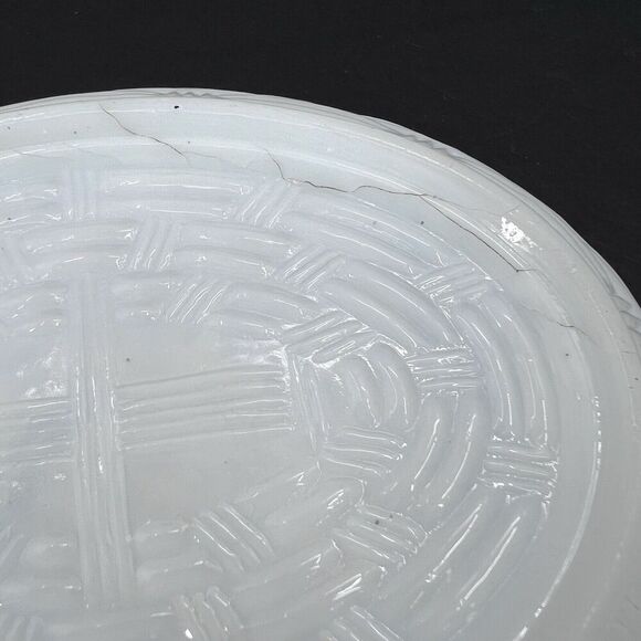 Antique Milk Glass Large Nesting Chicken Hen on Basket Covered Dish - Picture 13 of 13